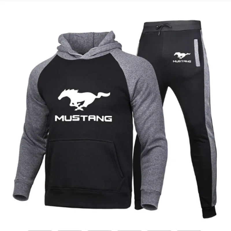 

Hot Slae Harajuku Hoodie Man Clothing Men's Sports Suit for Mustang Logo Streetwear Sets Mens Sweatshirts Fashion Hoodie for Men