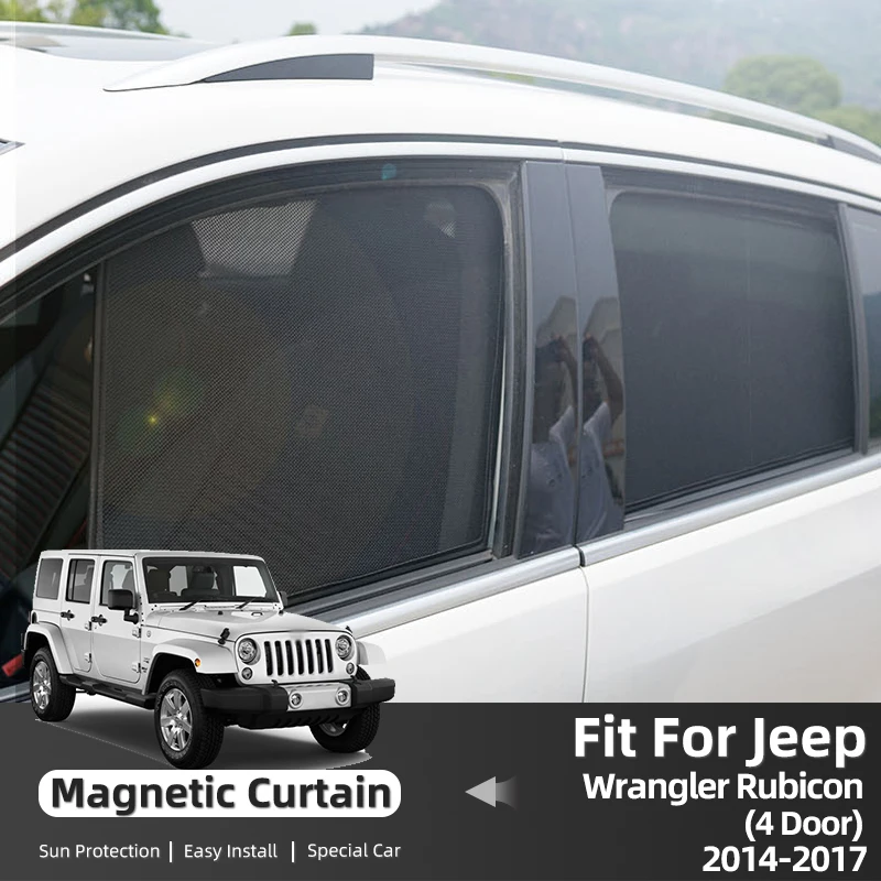 

For JEEP Wrangler Rubicon 4D 2014-2017 Magnetic Car Sunshade Curtain for Car Windows UV Rays Protection Auto Sun Shade