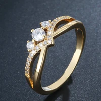 luxury 18k real gold plated dating ring jewelry for girls designer cubic zircon flower bridal engagement promise marriage ring