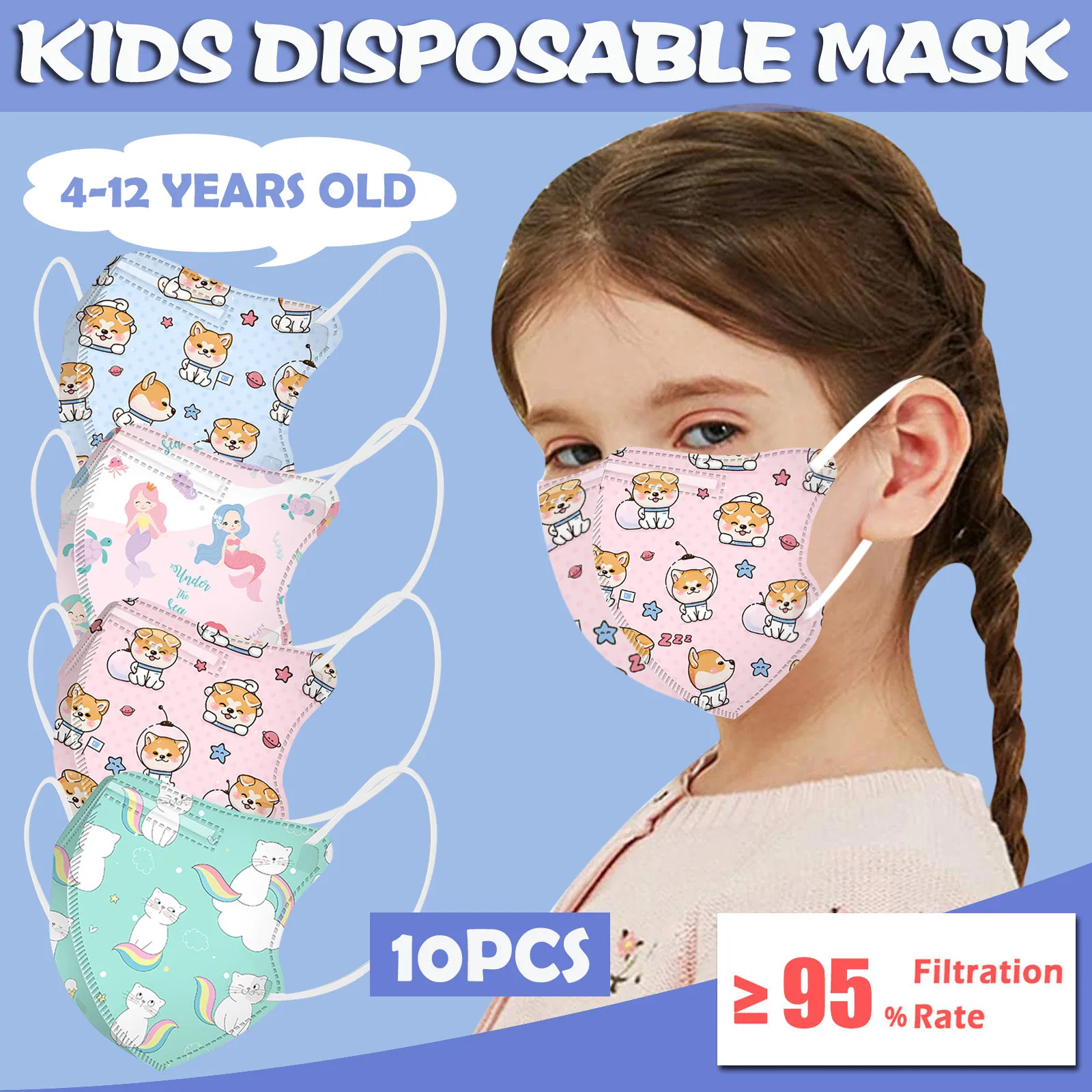 

10PCS Summer Flower Printed Маска Children's 3 Layer Disposable Outdoor Breathable Mascarilla Monder Halloween Cosplay Mask
