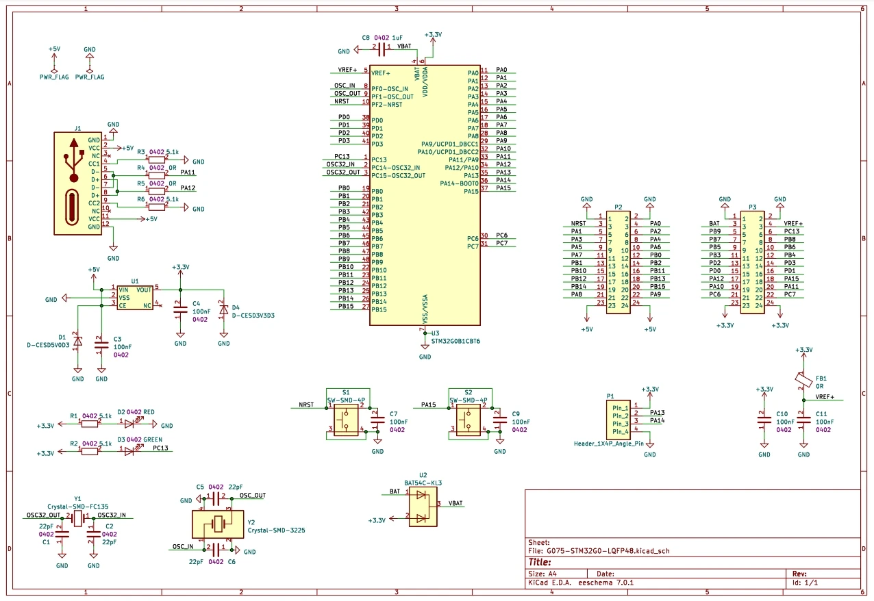 STM32G0B1CBT6 Разработка платы