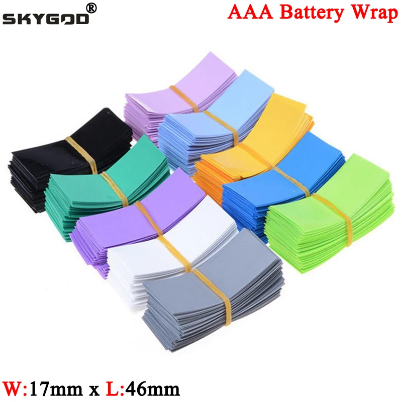 

50/200/500pcs AAA Lipo Battery PVC Heat Shrink Tube Width 17 Length 46mm Insulated Film Wrap Protect Case Pack Wire Cable Sleeve