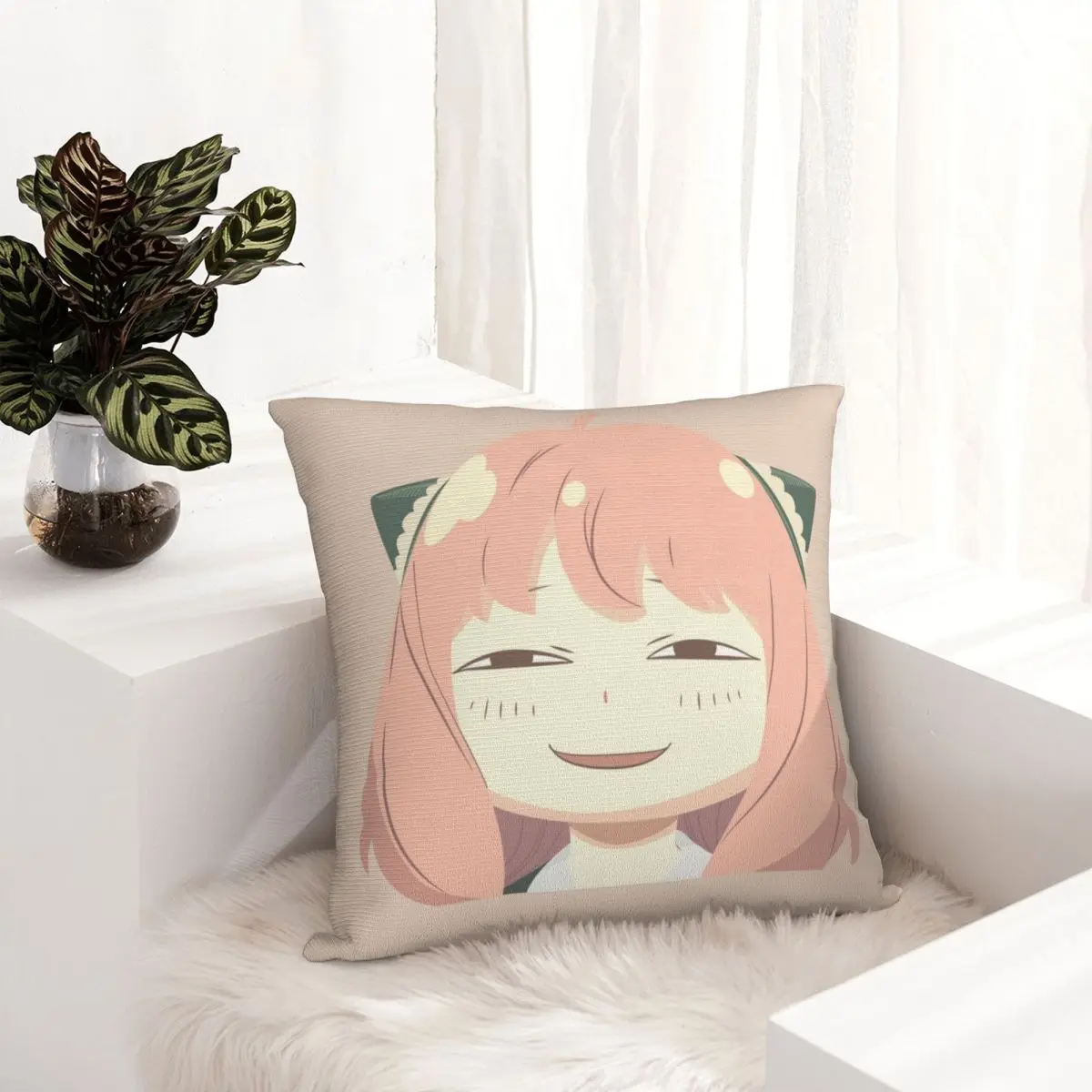 Spy X Family Anya Smug Подушка Наволочка из полиэстера Подушки для дивана Аниме Forger 45*45 см