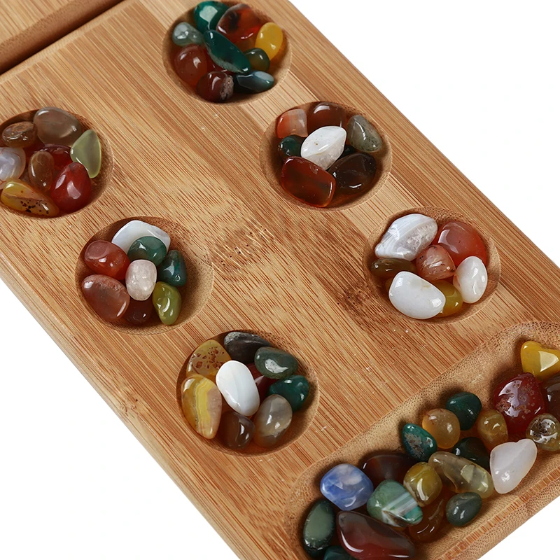 

Wooden Mancala Children Board Strategy Game Kids Toys Thinking Puzzle Game Particles Returning African Gem Chess 1 Box