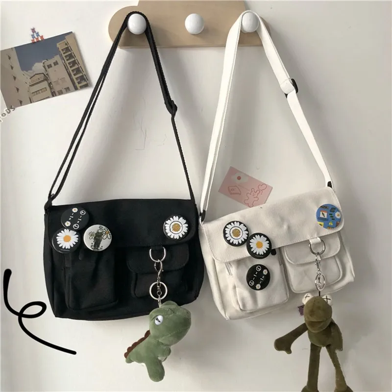 

Fashion Women Canvas Shoulder Bags For Youth Casual Ladies Large Capacity Crossbody Bags Solid Handbags Messenger Bags for Women