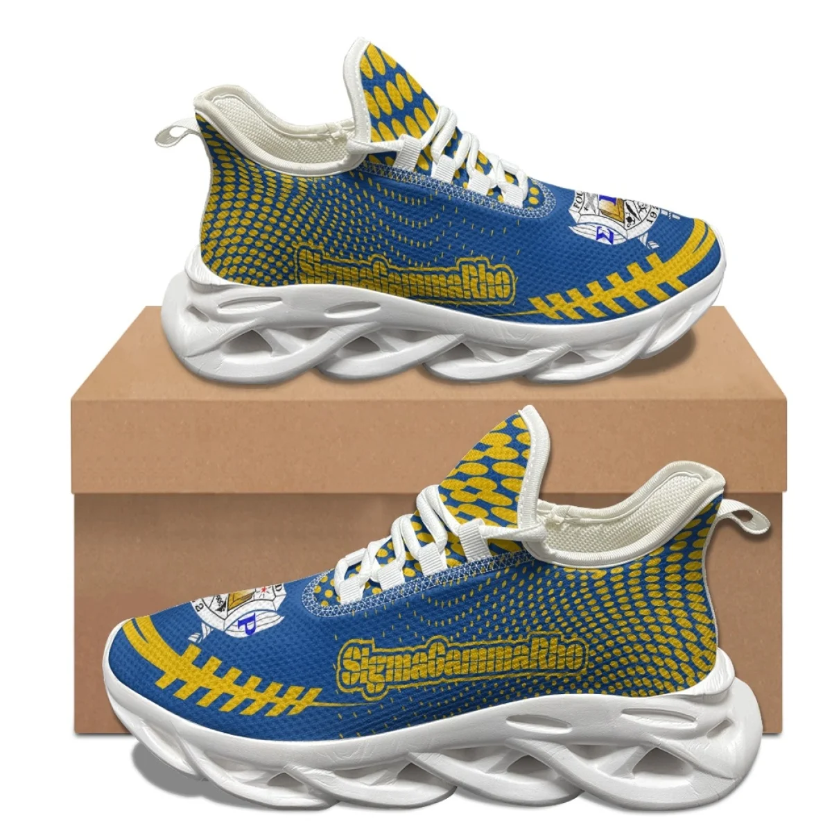 

Breathable Platform Sneakers Sigma Gamma Rho Poddles Printed Lightweight Non-slip Lace-up Shoes Versatile Trendy Walking Shoes