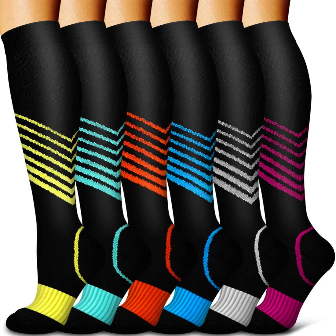 6 Pairs Men and Women Compression Socks Outdoor Sports Marathon Running Socks Medical Edema Diabetes Varicose Veins Men Socks