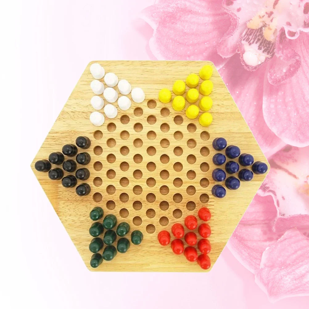 

Chess Board Game Wooden Chinese Checkers Traditional Strategy Board Game with Colorful Marbles Classic Puzzle Toys Table Games