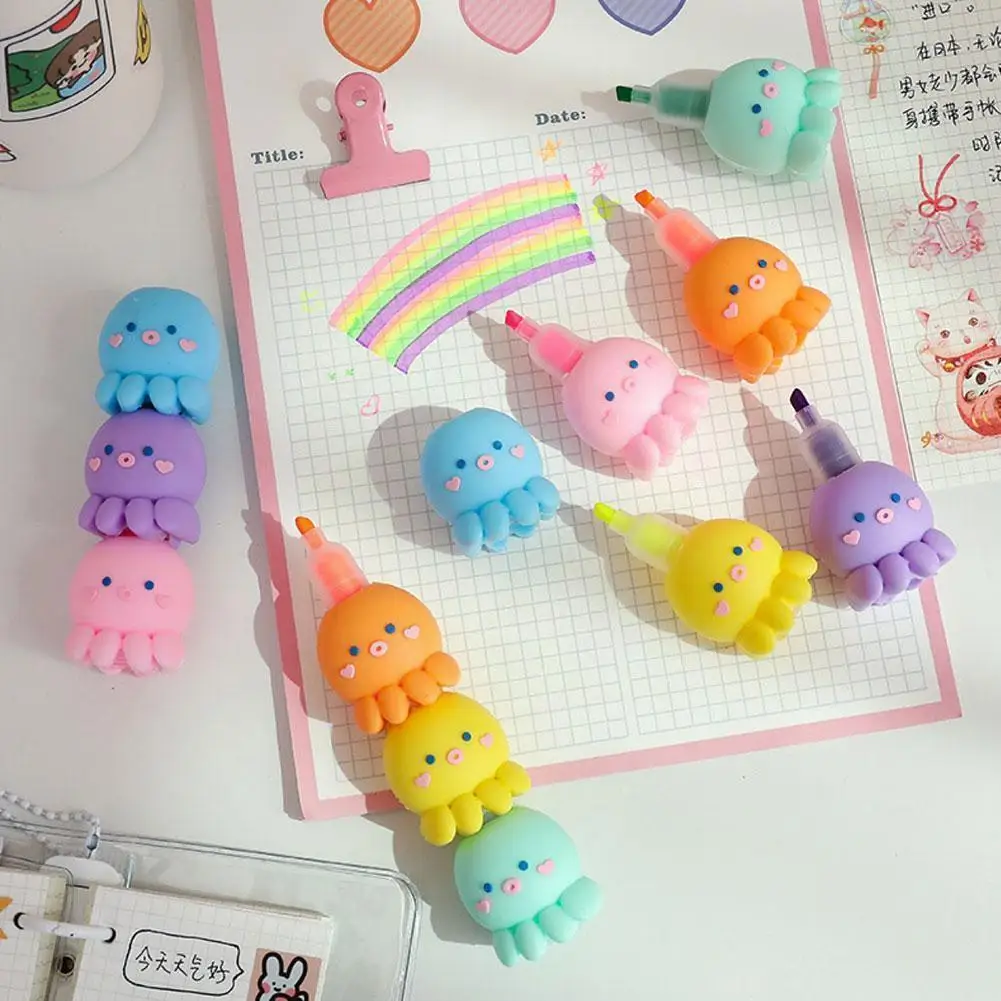 

Kawaii монтаж Осьминог флуоресцентный маркер набор рисования детский подарок выделитель канцелярские принадлежности школьный маркер J3s8