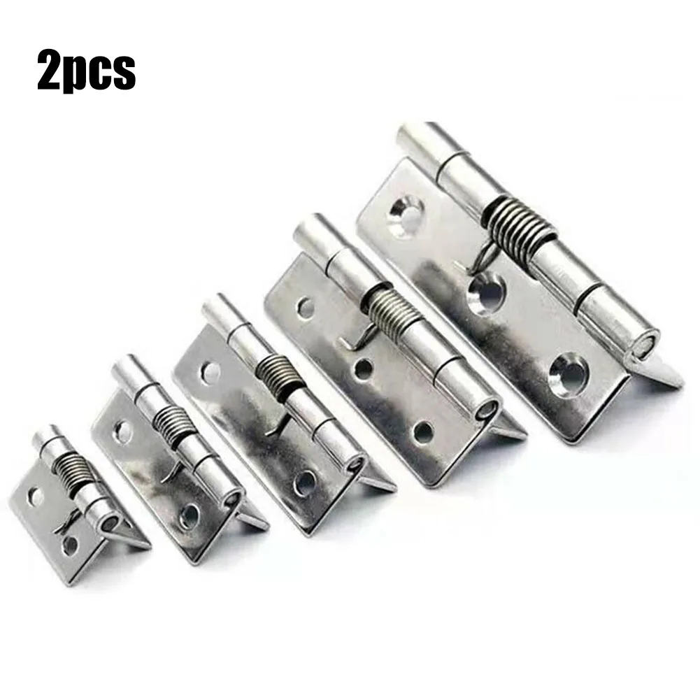 

2pcs Spring Hinges Self Closing Stainless Steel Spring Door Hinge Hardware 1/1.5/2/2.5/3/4Inch For Doors Gift Boxes Cabinets