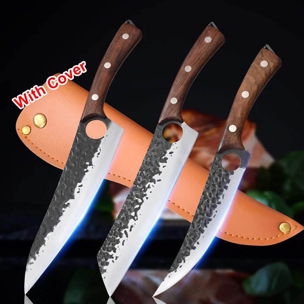 

Hand Forged Boning Knife Ultra Sharp Outdoor Hunting Knives Chicken Meat Slicing Knife Carbon Steel Chef Kitchen Knives Cleaver