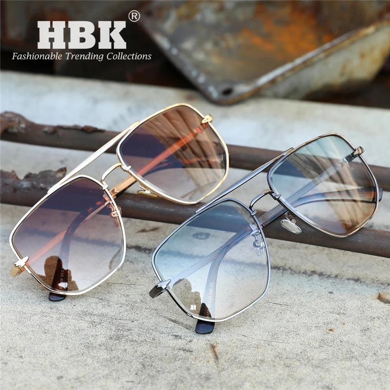 

HBK Pilot Sunglasses for Men Fashion Metal UV Protection Driving Man Sun Glasses Male Trending Products Clear Shades Women