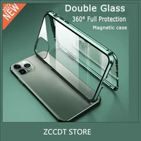 360 full double sided protection iphone case for iphone13 12 11 xs pro max 8 7 6s 6 plus se xr x glass magnetic phone case cover