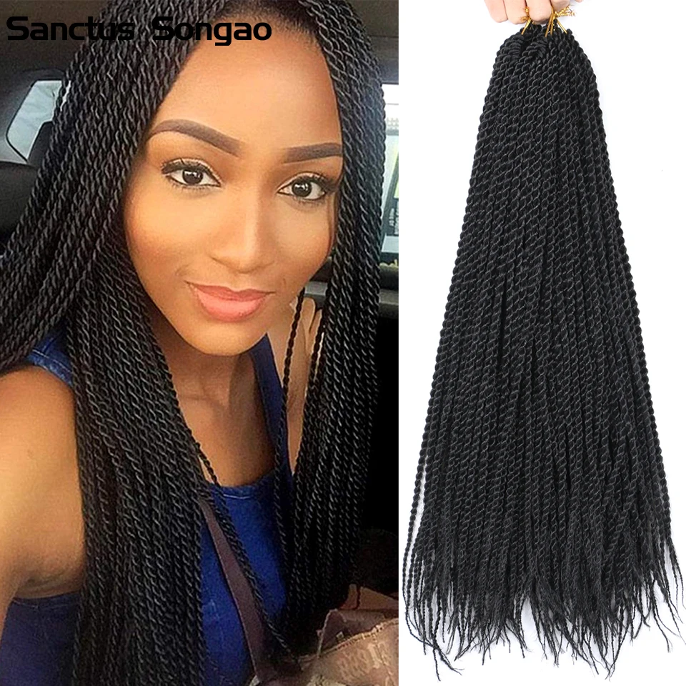 

Senegalese Twist Hair 22 Inch Synthetic Braiding Hair Extensions Soft Goddess Locs Crochet Hair For Black Women 30 Stands/Pack