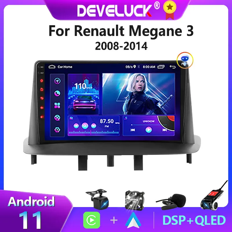 Мультимедийный видеоплеер на Android 10 0 для Renault Megane 3 Fluence 2008-2014 GPS-навигация 2 Din