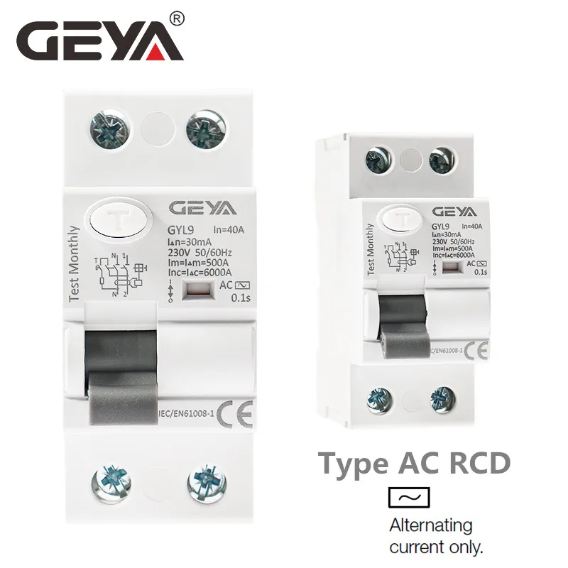 Электромагнитный автоматический выключатель GEYA GYL9 типа AC RCD ELCB RCCB Electric 1p + N 25A 40A 63A 80A 100A RCD 30mA 100mA 300mA