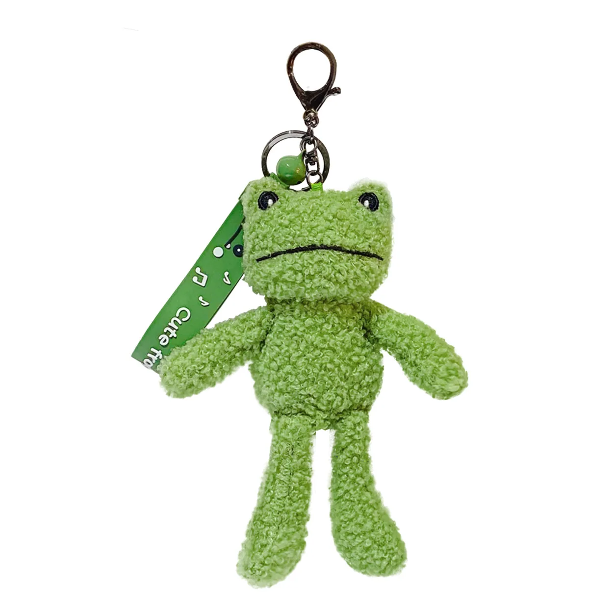 

Cartoon Ugly Smiling Face Green Frog Plush Doll Keychain Pendant Fashion Coin Bag Ornaments Keyring Lanyard for Keys Gift