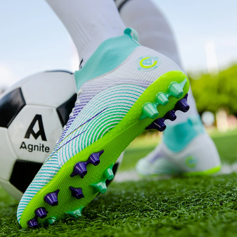 R.xjian Soccer Shoes For Men Blue Adult High Top Indoor Original Kids Boy Training Sneakers TF/FG Outdoor Sports Football Boots