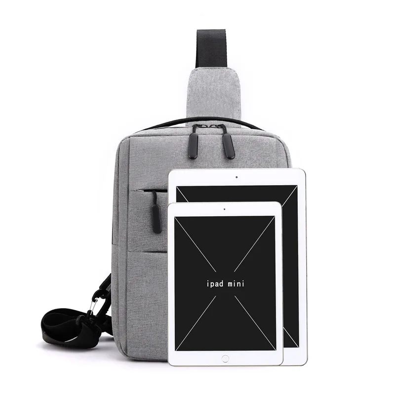 Men's Shoulder Bag USB Charging Sport Sling Bag Anti-theft Crossbody Chest Bag Casual Travel Bag Business Tablet Small Backpacks