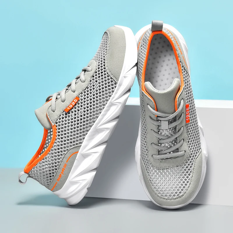 

Summer 2022 New Black Men's Sneakers Men's Lace-up Casual Shoes High Quality Shoes For Men Mesh Breathable Comfort Flat Loafers