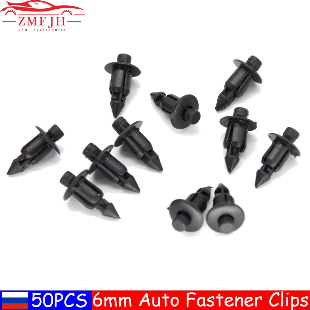 

50Pcs 6mm Plastic Rivet Clips Hole Car Rivet Fender Clip Auto Fastener Clips For Suzuki Car Door Trim Panel Clip Fasteners