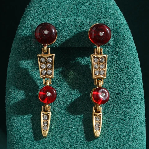 Сережки-капельки STALAIT красные медные