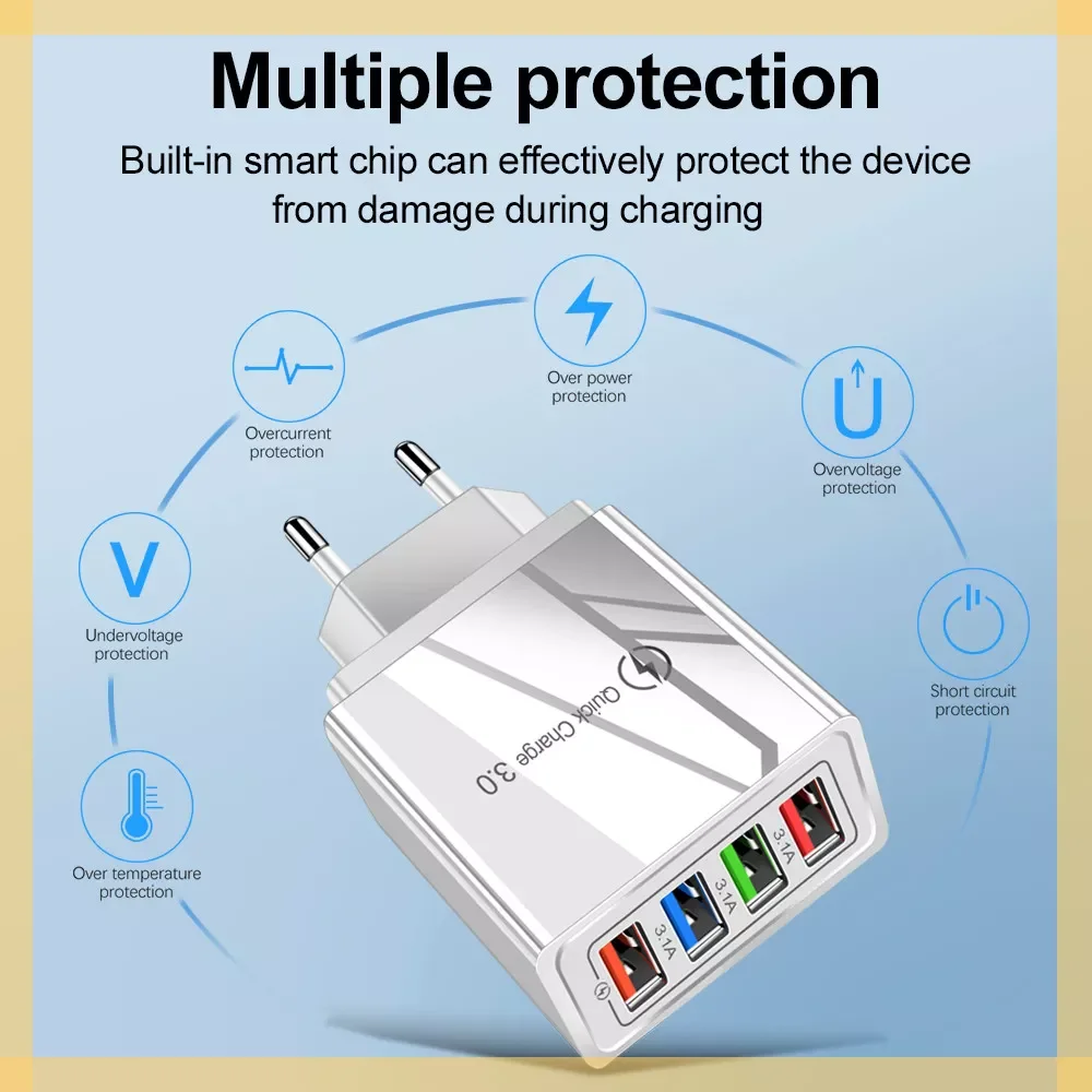 

Quick Charge 3.0 Charger Wall Fast Charging Plug Mobile Chargers Adapter