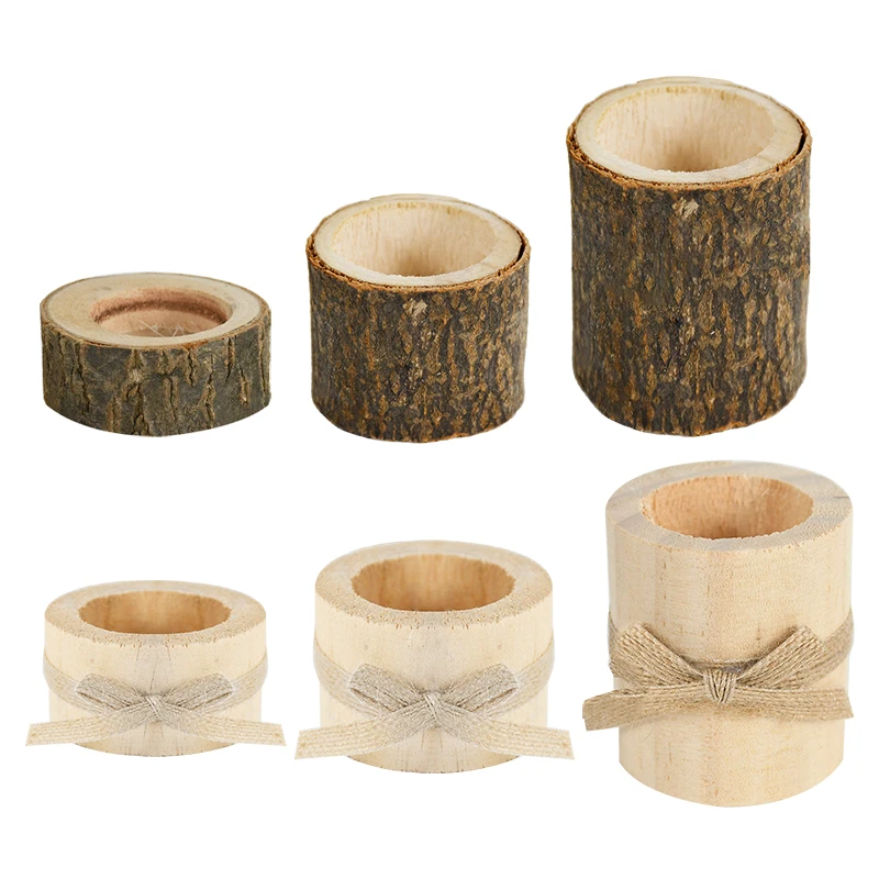 

Wooden Candlestick Candle Holder for Rustic Wedding Party Table Desktop DIY Decoration Plant Flower Pot Home Garden Accessories