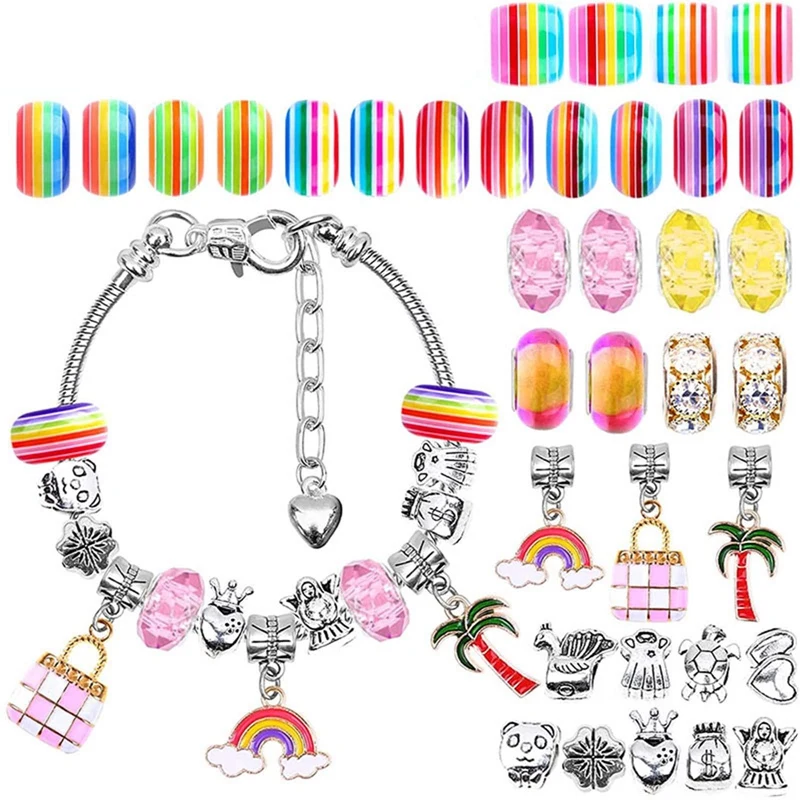 

Charm Bracelets Kit with Crystal Beads Jewelry Charms Bracelets for DIY Craft Beautiful Girls Jewelry Making Kit Gifts for Girls