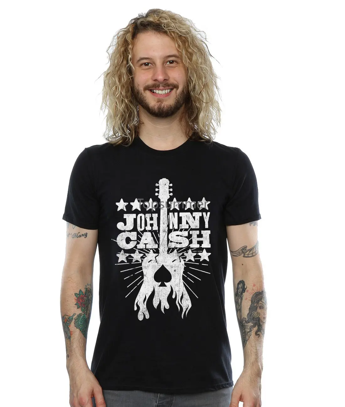 

Johnny Cash Men'S Woodcut Logo T-Shirt New Arrival Male Tees Casual Boy T-Shirt Tops Discounts