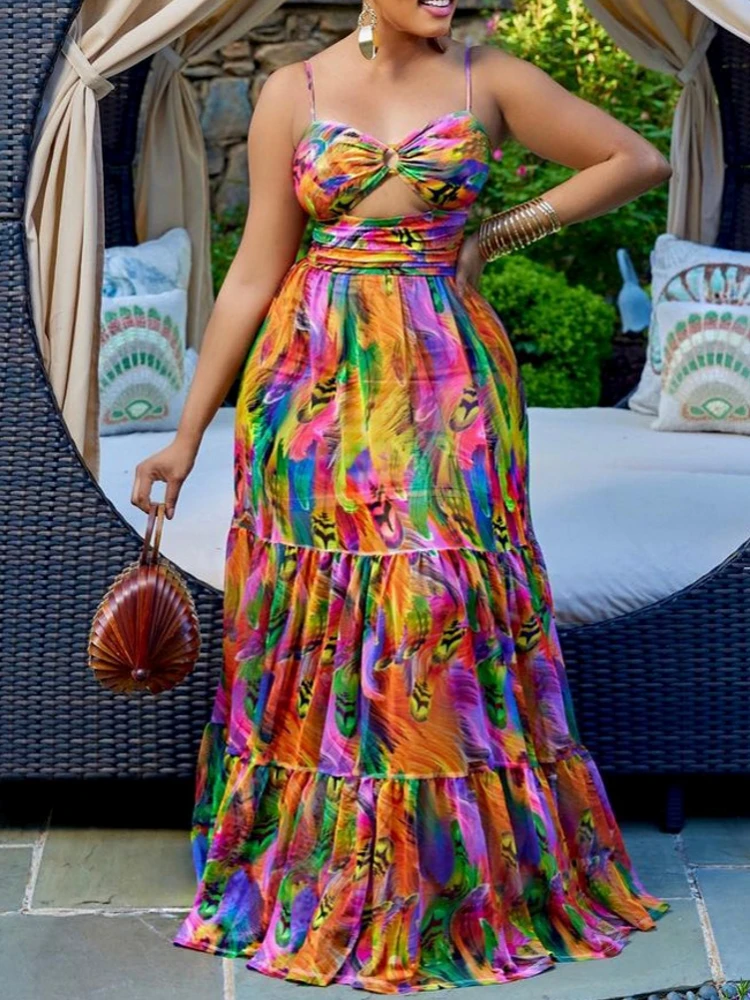 

Summer Sexy African Women Sleeveless Printing Polyester Long Dress African Dresses for Women African Clothes Women