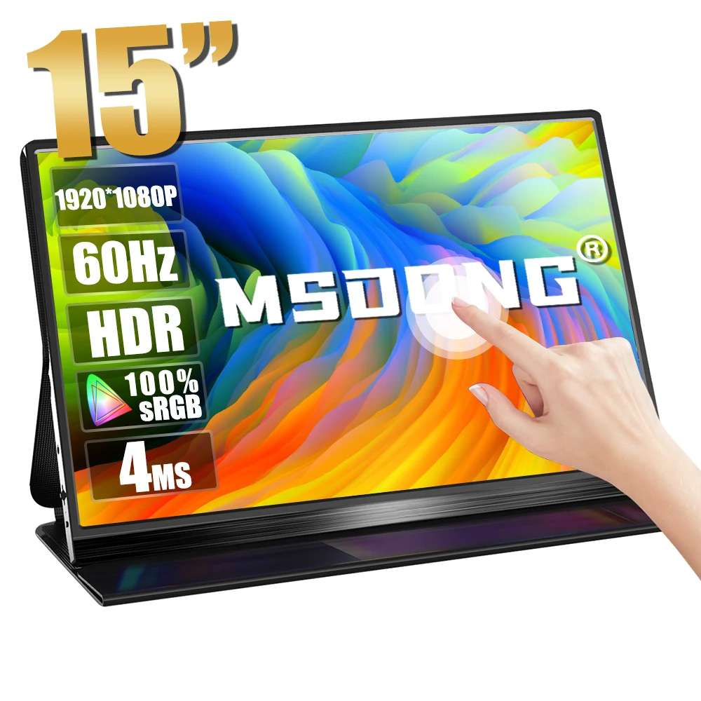 

MSDONG 15Inch Monitor 1080P IPS A+ Portable Monitor HDR 100% sRGB Touchable Display Game Screen For Laptop Switch PS4 PS5 Xbox