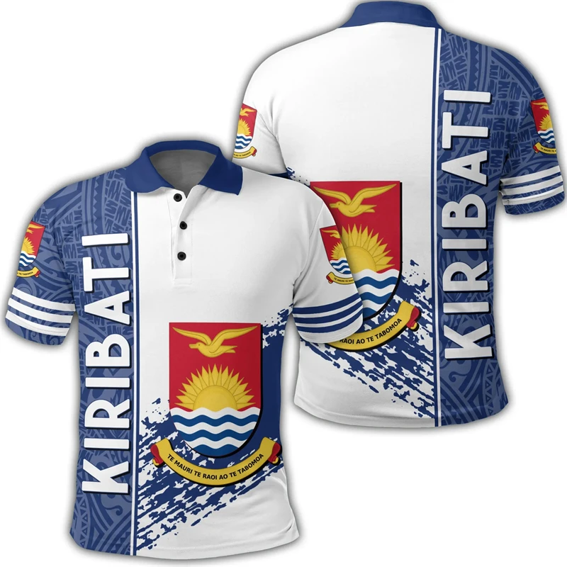 Kiribati Flag Map 3D Printed Polo Shirts For Men Clothes Fashion National Emblem POLO Shirt Casual Man Short Sleeve Hawaii Tops