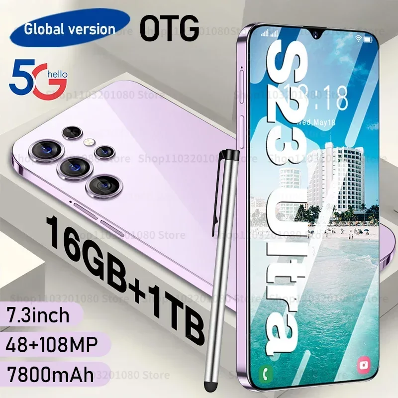 

The New S23 Ultra 5G Smartphone 7.3inch Large screen HD Cell Phone Global Version unlocked Phones 4G Dual SIM Mobile Phones