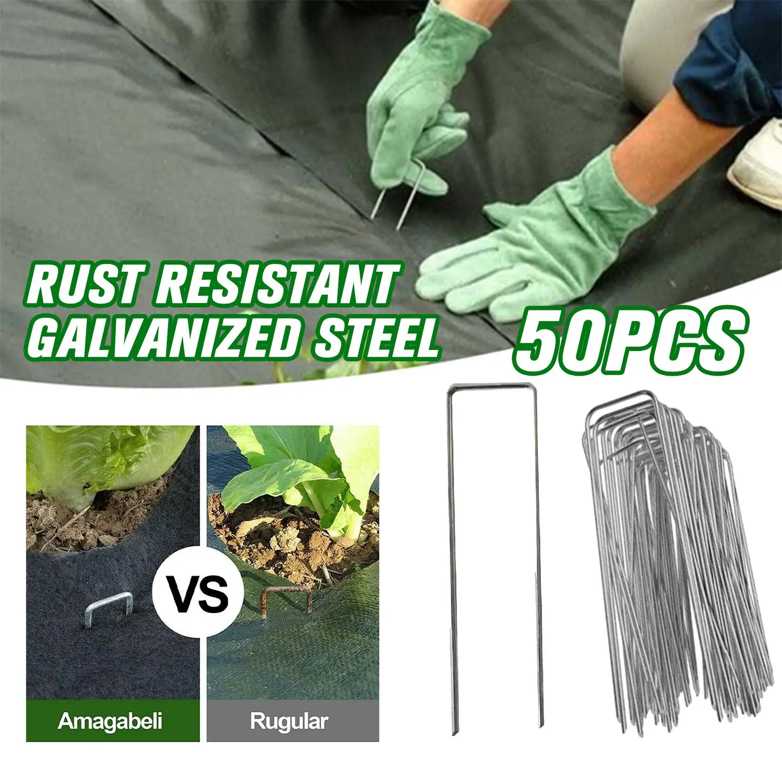 

50 шт., U-образные оцинкованные скобы для сада