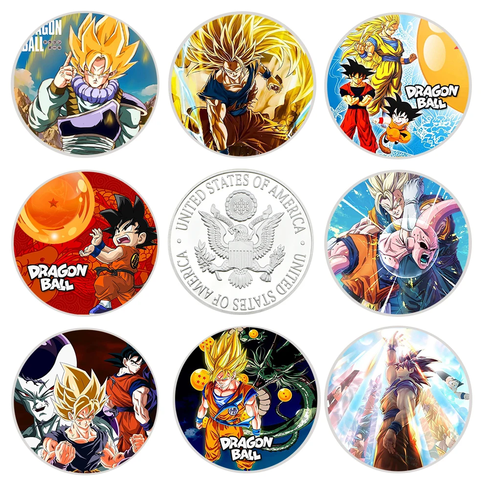 

8pcs/set Japanese Anime Sun Wukong Commemorative Coin Silver Plated Metal Badge Craft Collection Holiday Gift