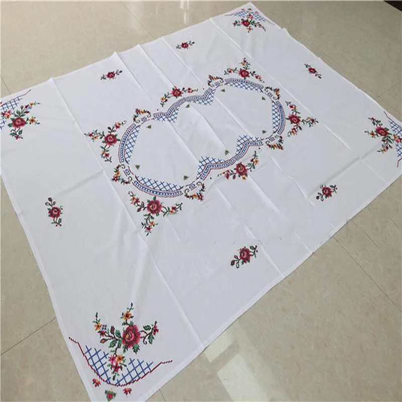 2023 New Cotton Cross Stitch Handmade Embroidery Tablecloth Place Mat Pad Cloth Pot Cup Holder Hotel Dining Wedding Decoration