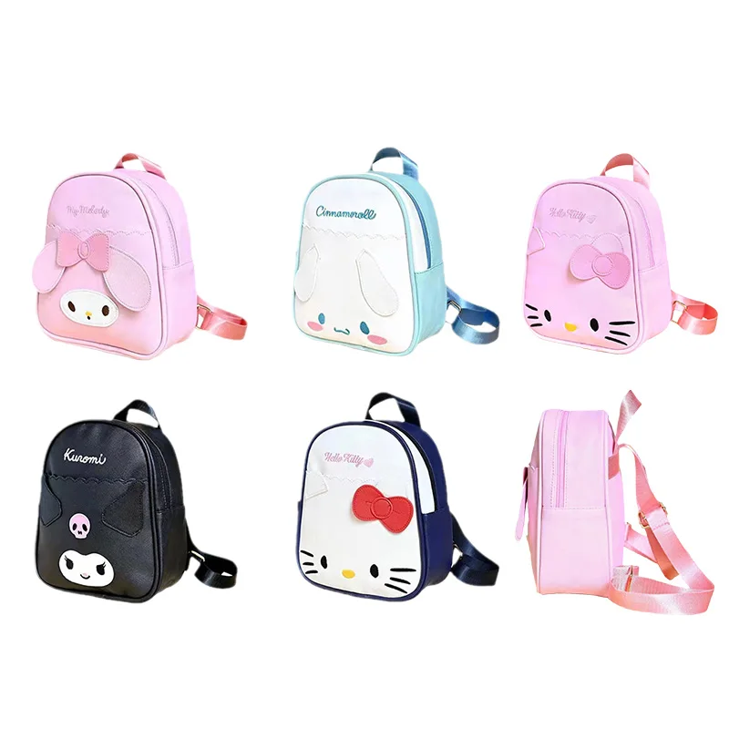 

Cute Cartoon HelloKittys MyMelody Cinnamoroll Kuromi Kids Backpack Kawaii Sanrioed Fashion Leather Waterproof Small School Bag