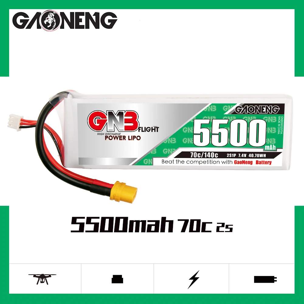 Gaoneng GNB 2S 7.4V 5500mAh 70C Lipo XT90S