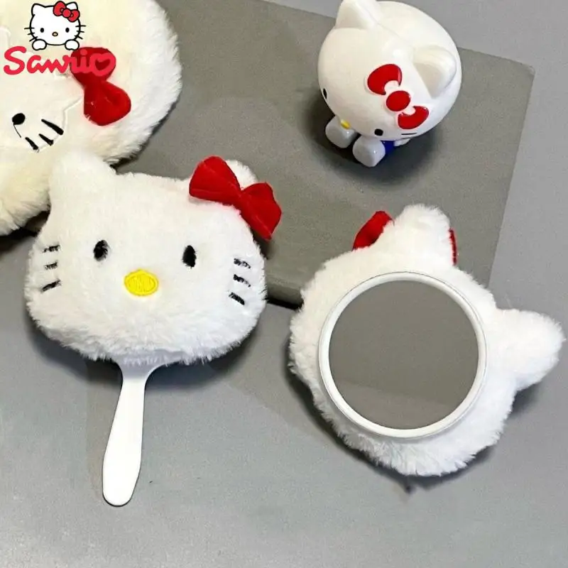 

Sanrio Hello Kitty Handle Mirror Kawaii Carry Portable Hd Vanity Mirror Creative Plush Modeling Delicate Fashion Girlfriend Gift