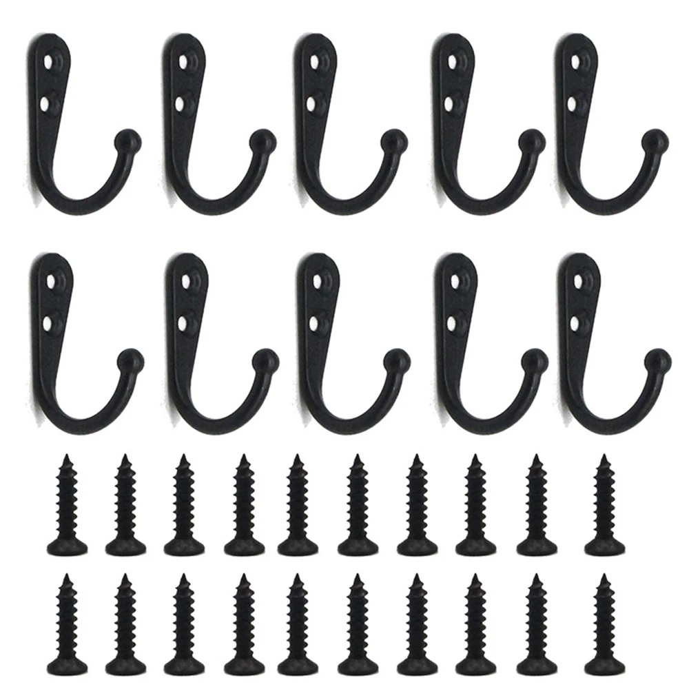 

10pcs Wall Key Hooks Alloy Hanging Single Hook Bathroom Coat Clothes Hanger Kitchen Wardrobe Household Wall-mounted Hanger