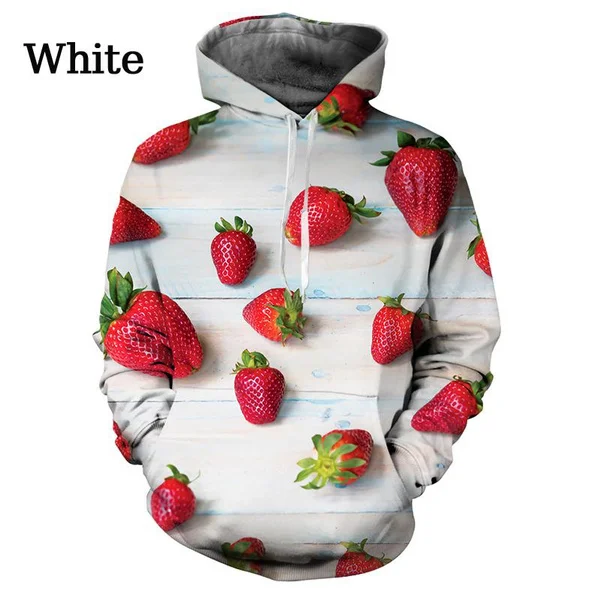 

Новинка 2022, милая модная художественная 3D-печать фруктов, клубники, еды, Повседневная Удобная Толстовка