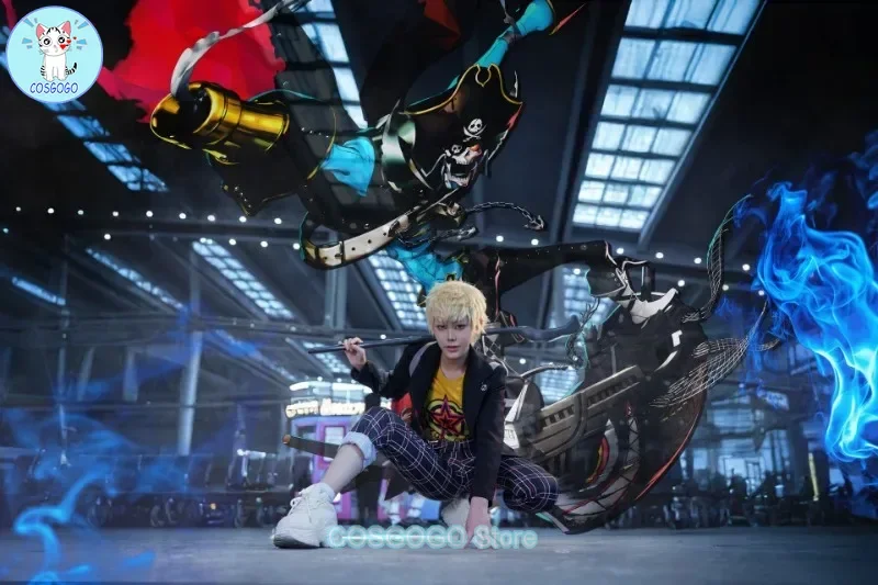 COSGOGO [На складе] Persona 5 Касуми Йошизава Косплей Костюм Школьный значок JK Униформа