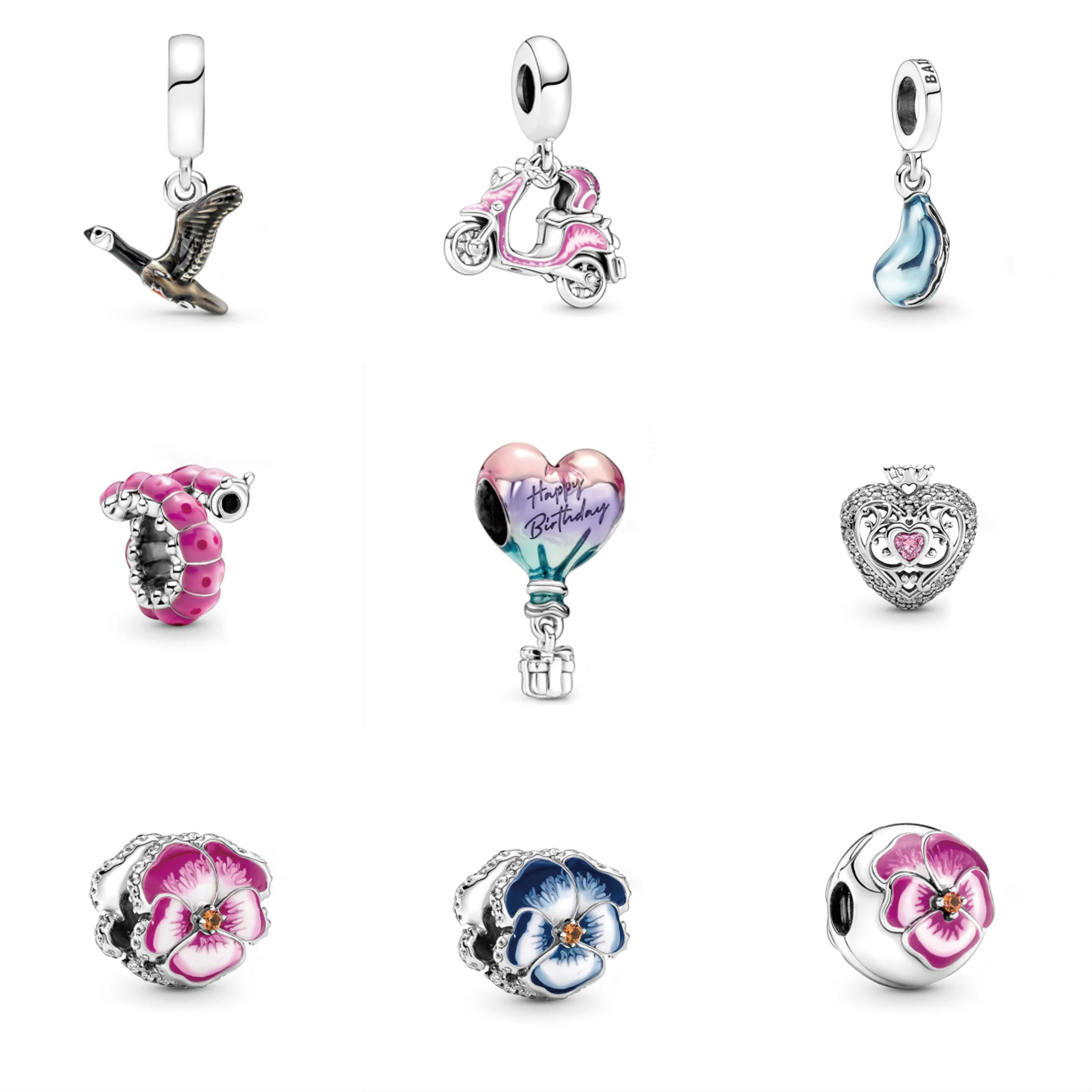 

Brand New 2022 S925 Sterling Silver Spring Gorgeous Temperament Fashion Colorful Hot Air Balloon Beads Pink Electric Car Pendant
