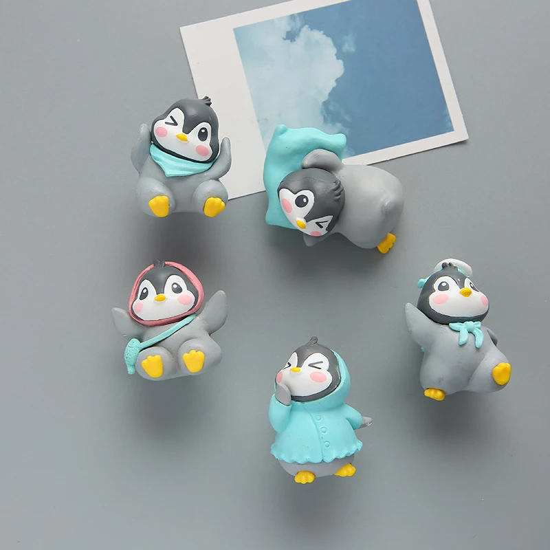 

6pcs Creative Penguin Refrigerator Sticker Cartoon Three-dimensional Little Penguin Fridge Magnets For Kitchen Accessories