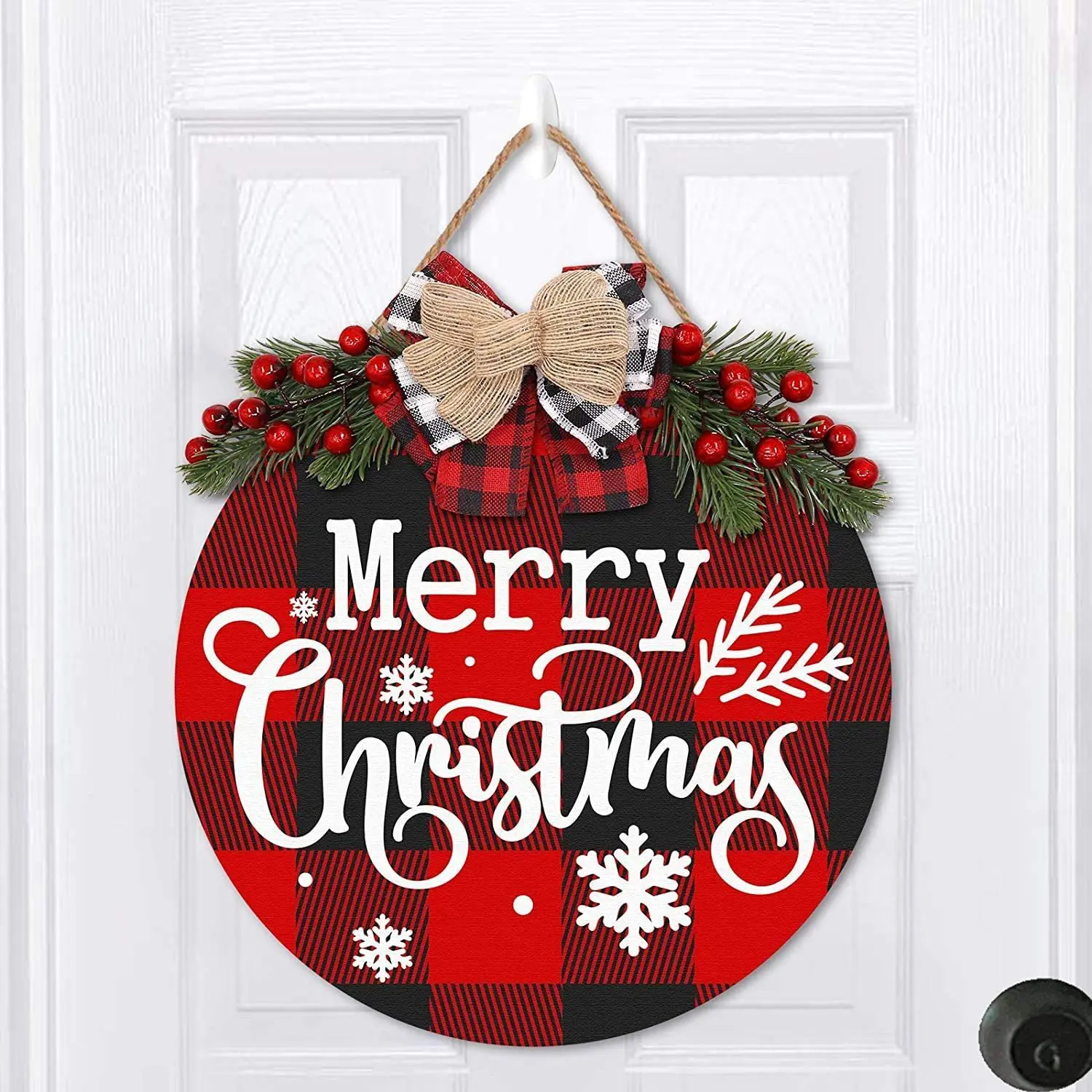 

Cross-border American Christmas wooden welcome house number simulation leaf bow decoration garland christmas door knocker