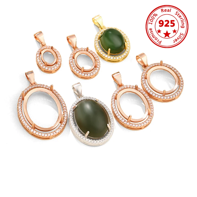 

Модное ожерелье из стерлингового серебра 925 пробы с пустым подносом, инкрустация 6x8/8x10/10x12/12x14 мм, кабошон, изготовление ювелирных изделий своими руками