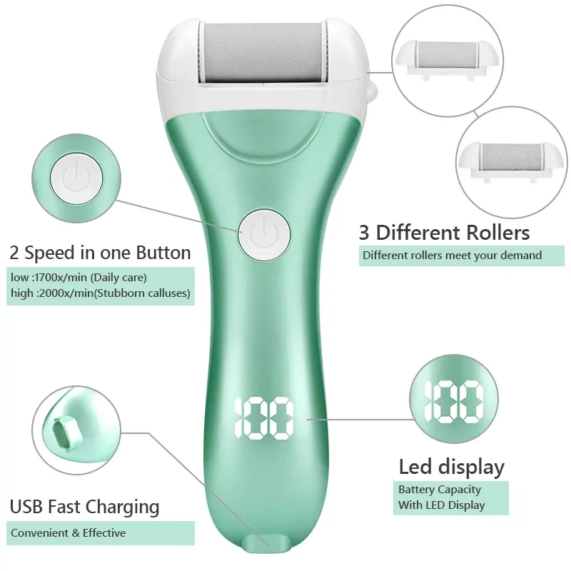 

Hot sale Charged Electric Foot File for Heels Grinding Pedicure Tools Professional Foot Care Tool Dead Hard Skin Callus Remover