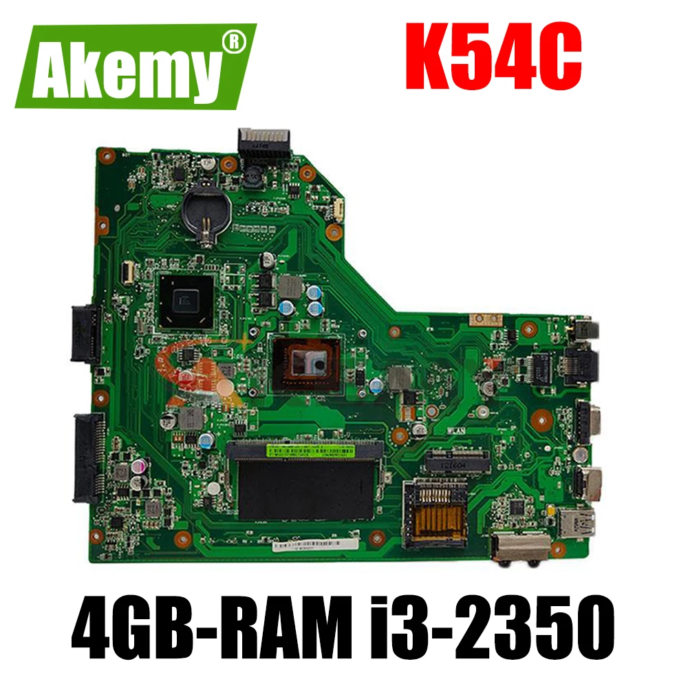 

AKEMY K54C Laptop Motherboard For ASUS X54C Original Mainboard 4GB-RAM i3-2350 CPU
