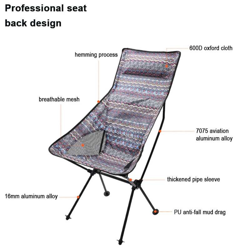 HooRu Складное кресло для кемпинга Легкое рюкзаком Портативное полевое кресло для пляжа для пикника, путешествий и рыбалки.